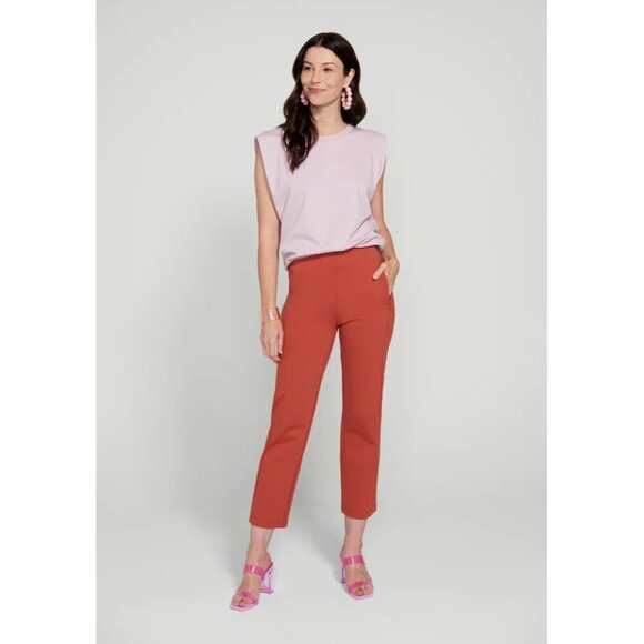 Betabrand Women's Monroe Crop Trouser Burnished Coral Size PXL NEW - Picture 1 of 6